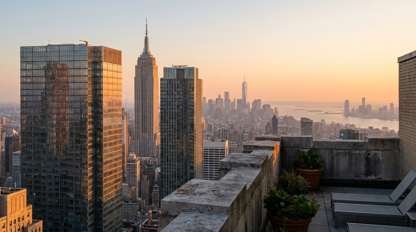 NYC skyline, late afternoon