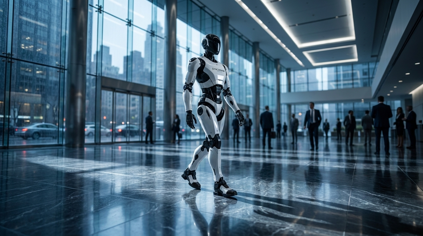 AGIBOT humanoid robot in commercial interior, NYC