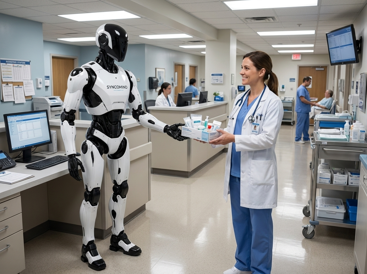 Robot delivering supplies to nurse station