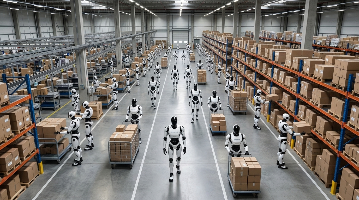 Fleet of robots in distribution facility